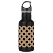 Schwarze Polka-Punkte auf Beige Edelstahlflasche (Vorderseite)