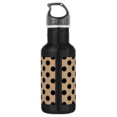 Schwarze Polka-Punkte auf Beige Edelstahlflasche (Rückseite)