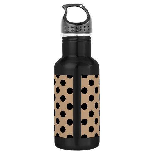 Schwarze Polka-Punkte auf Beige Edelstahlflasche (Rückseite)