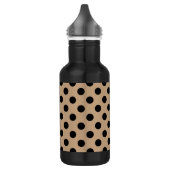 Schwarze Polka-Punkte auf Beige Edelstahlflasche (Links)
