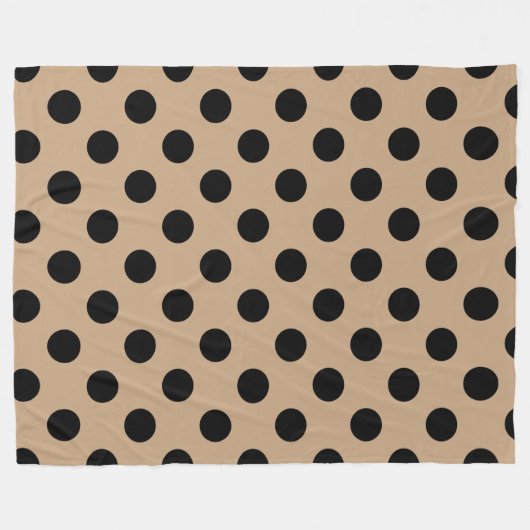 Schwarze Polka-Punkte auf Beige Fleecedecke (Vorderseite (Horizontal))