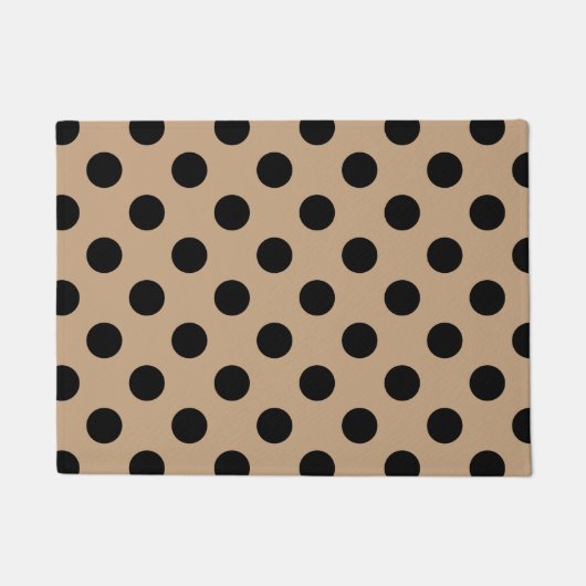 Schwarze Polka-Punkte auf Beige Fußmatte (Vorderseite)