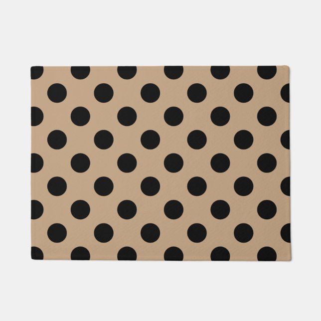 Schwarze Polka-Punkte auf Beige Fußmatte (Vorderseite)