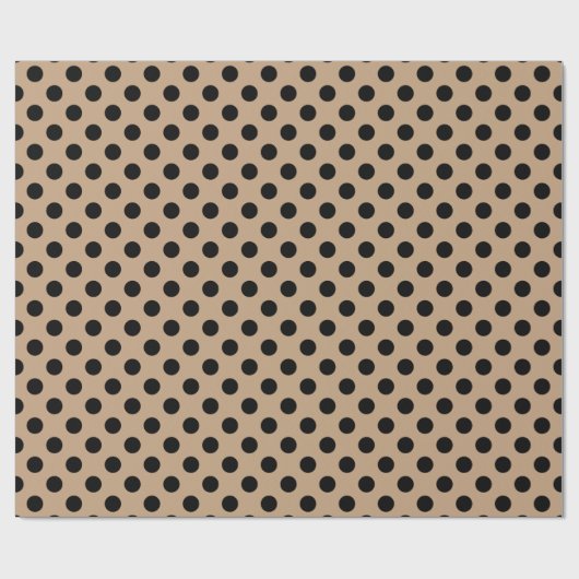 Schwarze Polka-Punkte auf Beige Geschenkpapier (Flach)