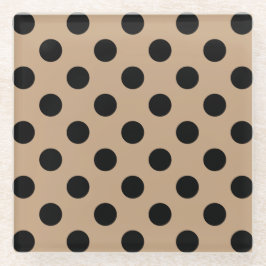 Schwarze Polka-Punkte auf Beige Glasuntersetzer
