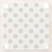 Schwarze Polka-Punkte auf Beige Glasuntersetzer (Rückseite)