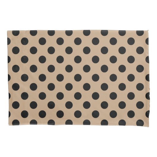 Schwarze Polka-Punkte auf Beige Kissenbezug (Vorderseite)