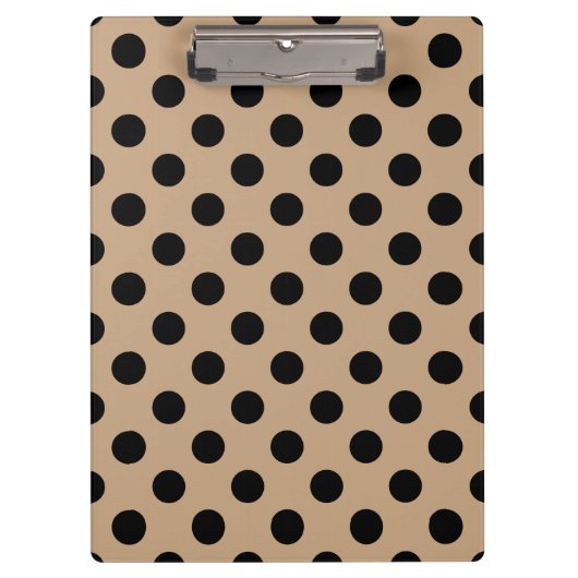 Schwarze Polka-Punkte auf Beige Klemmbrett (Vorderseite)