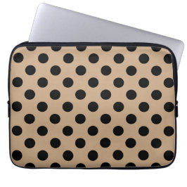 Schwarze Polka-Punkte auf Beige Laptopschutzhülle