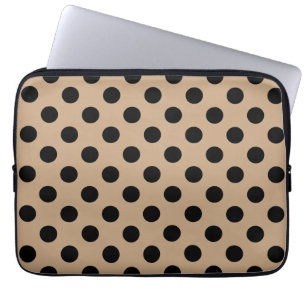 Schwarze Polka-Punkte auf Beige Laptopschutzhülle