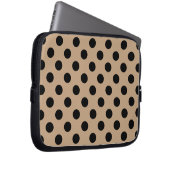 Schwarze Polka-Punkte auf Beige Laptopschutzhülle (Vorne Rechts)