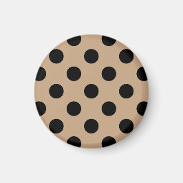 Schwarze Polka-Punkte auf Beige Magnet