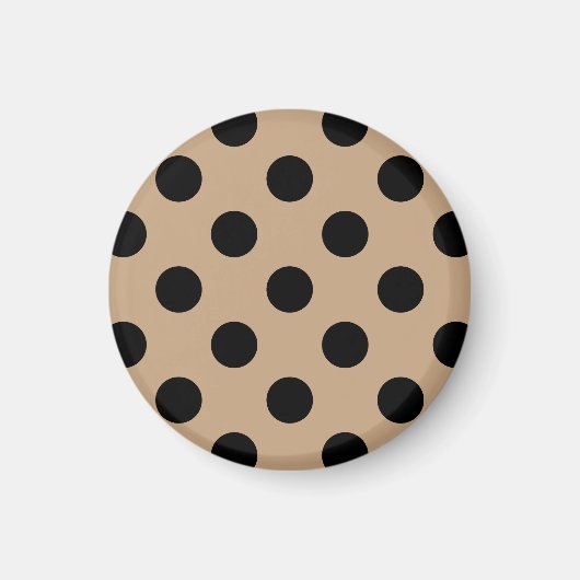 Schwarze Polka-Punkte auf Beige Magnet (Vorne)