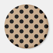 Schwarze Polka-Punkte auf Beige Magnet (Vorne)