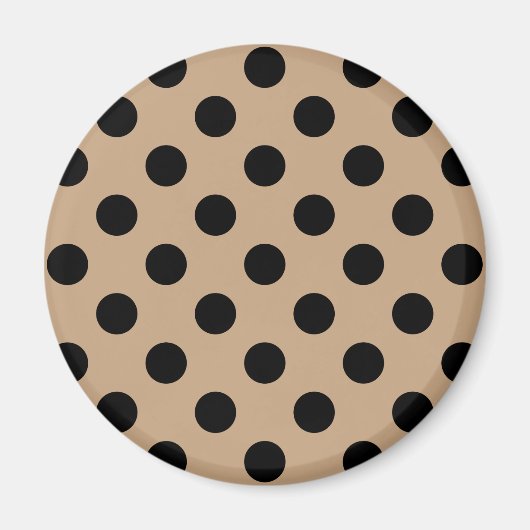 Schwarze Polka-Punkte auf Beige Magnet (Vorne)