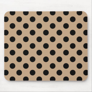Schwarze Polka-Punkte auf Beige Mousepad