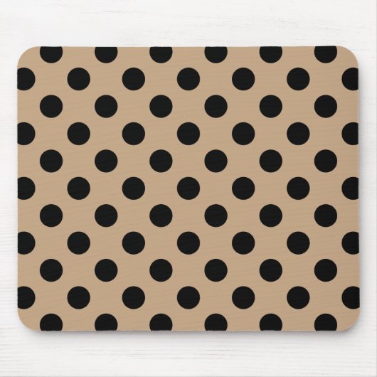 Schwarze Polka-Punkte auf Beige Mousepad (Vorne)