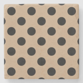 Schwarze Polka-Punkte auf Beige Steinuntersetzer
