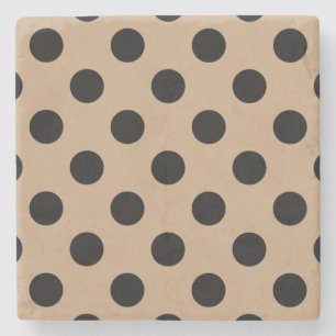 Schwarze Polka-Punkte auf Beige Steinuntersetzer