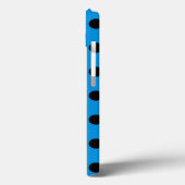 Schwarze Polka Punkte auf blauem Case-Mate iPhone  Hülle (Rückseite / Links)