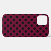 Schwarze Polka-Punkte auf Bordeaux Case-Mate iPhone Hülle (Rückseite (Horizontal))