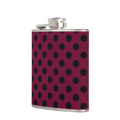 Schwarze Polka-Punkte auf Bordeaux Flachmann (Links)