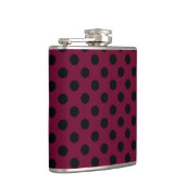 Schwarze Polka-Punkte auf Bordeaux Flachmann (Rechts)