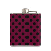 Schwarze Polka-Punkte auf Bordeaux Flachmann (Rückseite)