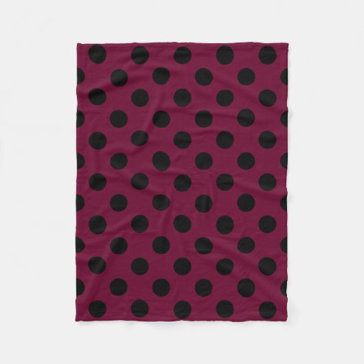 Schwarze Polka-Punkte auf Bordeaux Fleecedecke (Vorderseite)