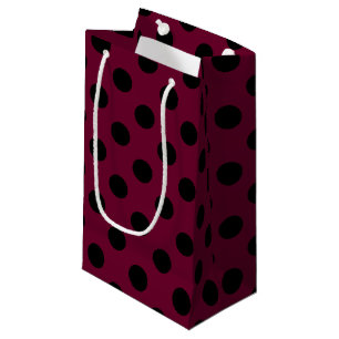 Schwarze Polka-Punkte auf Bordeaux Kleine Geschenktüte