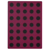Schwarze Polka-Punkte auf Bordeaux Klemmbrett (Rückseite)
