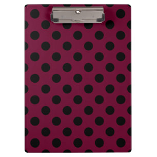 Schwarze Polka-Punkte auf Bordeaux Klemmbrett