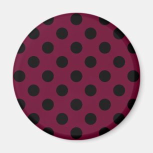 Schwarze Polka-Punkte auf Bordeaux Magnet