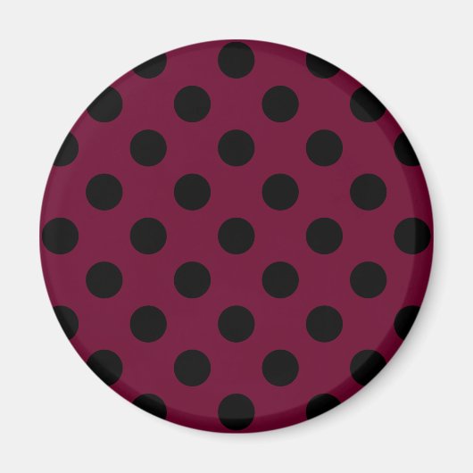 Schwarze Polka-Punkte auf Bordeaux Magnet (Vorne)
