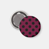 Schwarze Polka-Punkte auf Bordeaux Magnet (Vorderseite/Rückseite)