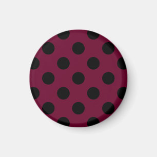 Schwarze Polka-Punkte auf Bordeaux Magnet