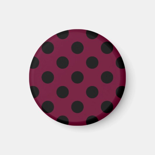 Schwarze Polka-Punkte auf Bordeaux Magnet (Vorne)