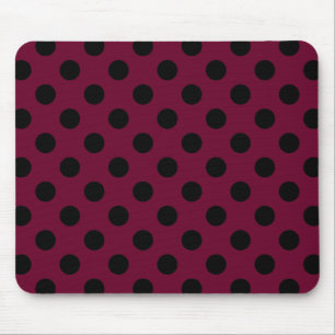 Schwarze Polka-Punkte auf Bordeaux Mousepad