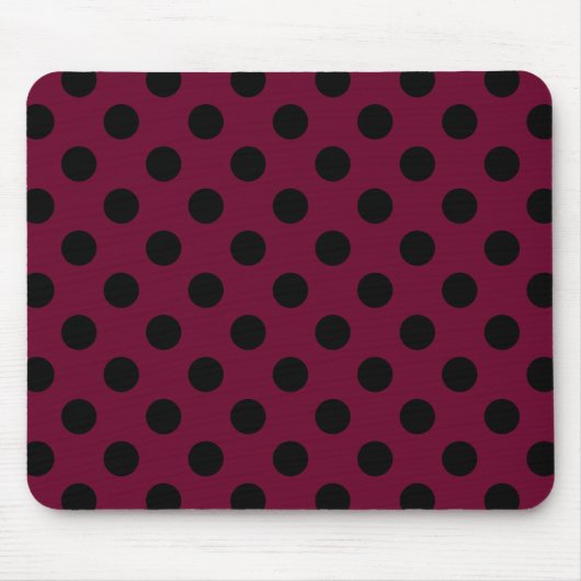 Schwarze Polka-Punkte auf Bordeaux Mousepad (Vorne)
