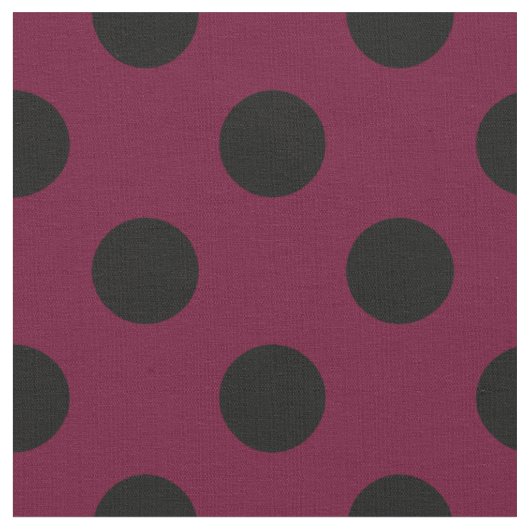 Schwarze Polka-Punkte auf Bordeaux Stoff (Nahaufnahme)