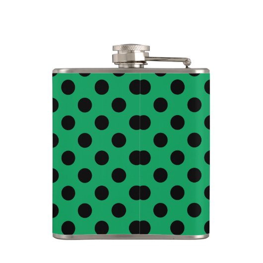 Schwarze Polka Punkte auf frisch grünem Flachmann (Rückseite)
