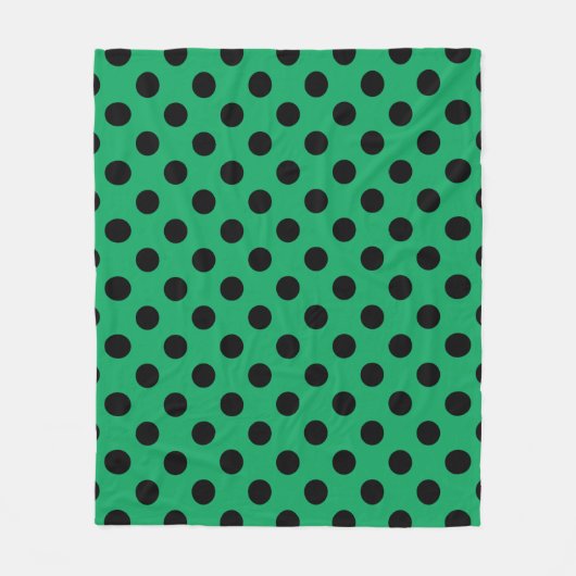 Schwarze Polka Punkte auf frisch grünem Fleecedecke (Vorderseite)
