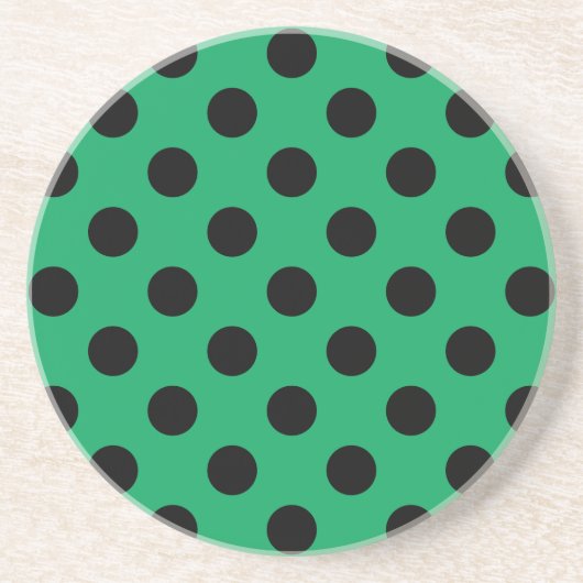 Schwarze Polka Punkte auf frisch grünem Getränkeuntersetzer (Vorne)