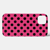 Schwarze Polka Punkte auf Fuchsia Case-Mate iPhone Hülle (Rückseite (Horizontal))