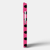 Schwarze Polka Punkte auf Fuchsia Case-Mate iPhone Hülle (Rückseite / Links)