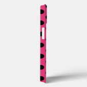 Schwarze Polka Punkte auf Fuchsia Case-Mate iPhone Hülle (Rückseite / Rechts)