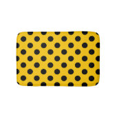 Schwarze Polka-Punkte auf Gelb Badematte (Vorderseite)