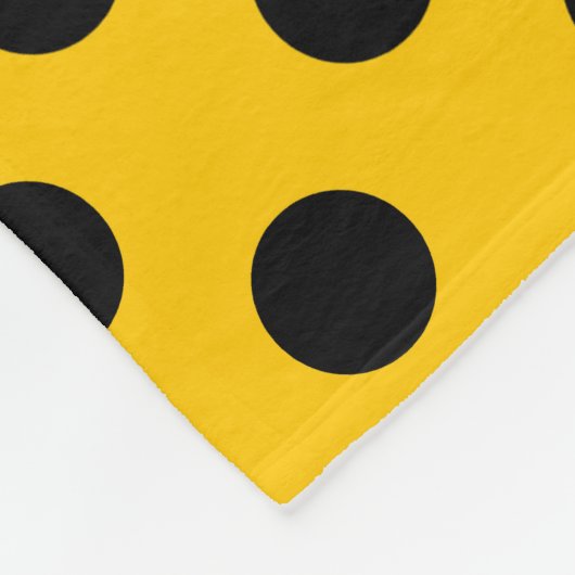Schwarze Polka-Punkte auf Gelb Fleecedecke (Ecke)
