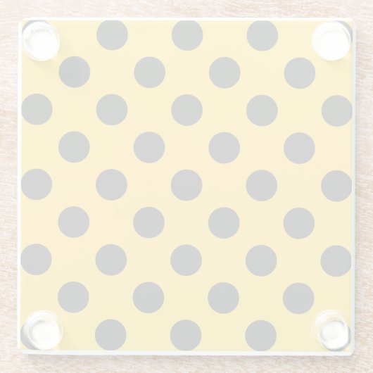 Schwarze Polka-Punkte auf Gelb Glasuntersetzer (Rückseite)
