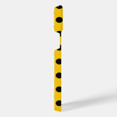 Schwarze Polka-Punkte auf Gelb iPhone Hülle (Rechte Seite)